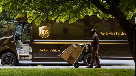 Courtesy of UPS UPS is transitioning their fleet to electric lorries, but also taking additional steps as they update their fleet (Credit: Courtesy of UPS)