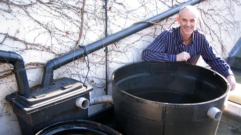 Toby Madden Environmentalist Donnachadh McCarthy is an infrequent showerer and has a rain harvester in his garden (Credit: Toby Madden)