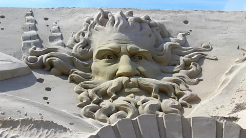 David Perry Sand sculpture of Neptune at Texas SandFest 2024