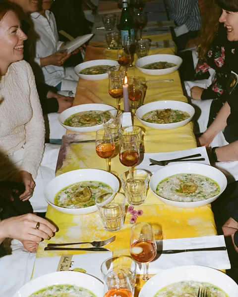 Benedikte Kluver Kellett and her housemates regularly host supper clubs at their Hackney Wick warehouse (Credit: Benedikte Kluver)
