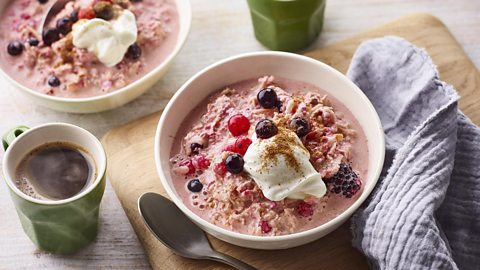 Apple pear and berry bircher