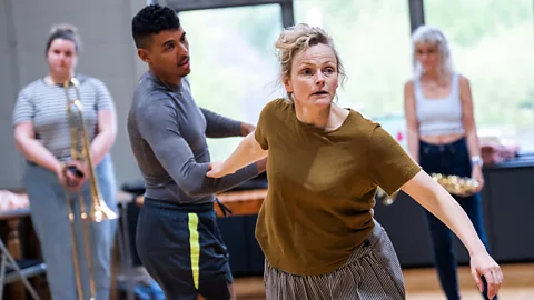 Tristam Kenton Maxine Peake in rehearsal for new stage version Robin/Red/Breast (Credit: Tristam Kenton)
