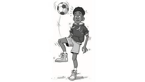 Illustration of a young Marcus Rashford with a football.