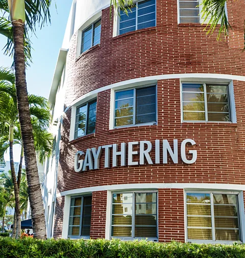 Getty Images This bar within a gay hotel in South Beach promises chill vibes and fun events hosted by local drag queens (Credit: Getty Images)