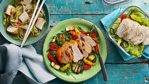 Chicken breast cooked three ways