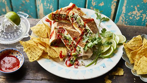 Nacho beef burritos