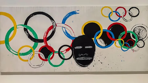 Alamy Warhol and Basquiat's Olympic Rings is on display at the Fondation Louis Vuitton (Credit: Alamy)