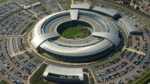 GCHQ's Benhall headquarters and surrounding car park in Cheltenham seen from above.