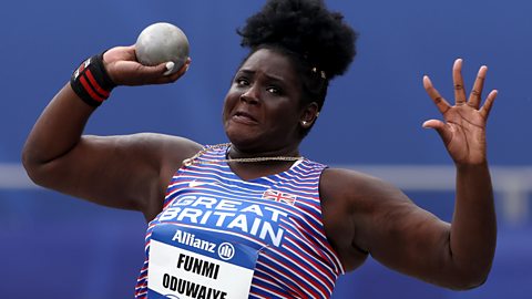 Funmi Oduwaiye throwing a shot put