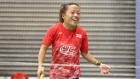 Rachel Choong in a badminton match