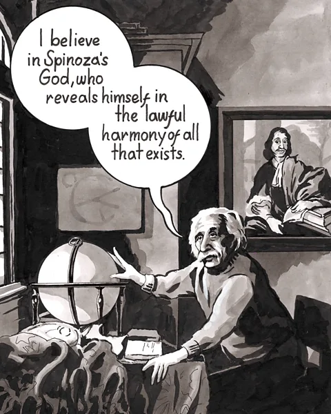 Ο φιλόσοφος του 17ου αιώνα Spinoza πίστευε ότι ο Θεός υπάρχει σε όλα (Εικονογράφηση: Ben Platts-Mills)