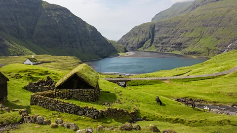 Getty Images The Saksunarleið itinerary leads to turf-roofed houses and incredible views (Credit: Getty Images)