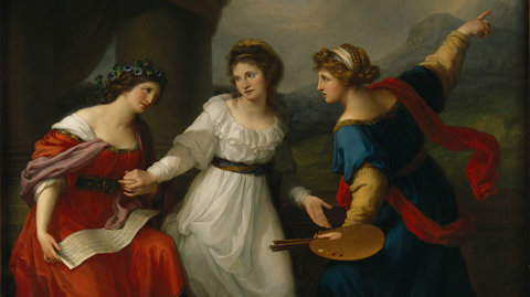 Angelica Kauffman's painting Self-Portrait Of The Artist Hesitating Between The Arts Of Music And Painting