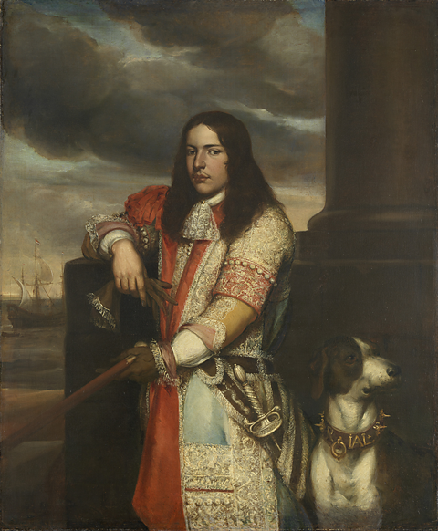 Portrait of Engel de Ruyter and a dog