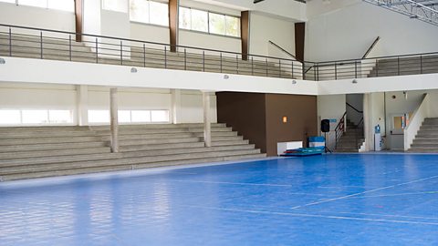 An empty school sports hall