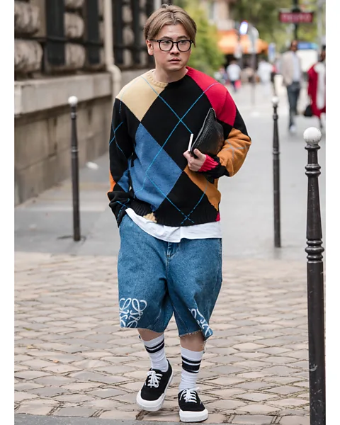 Getty Images The long, baggy look is popular this summer, including the Loewe jorts  (Credit: Getty Images)