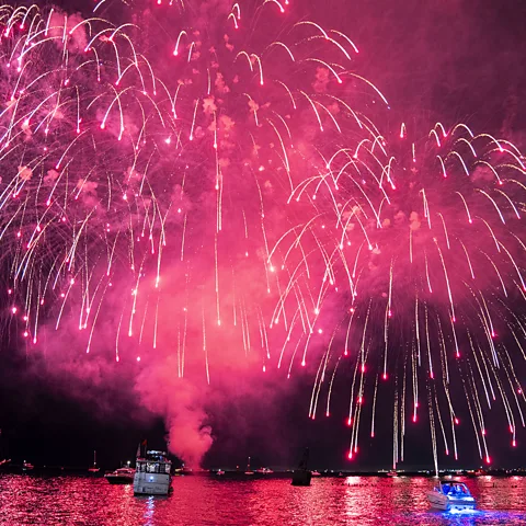 Getty Images Heavy metals are often used to produce the bright colours in fireworks as they burn while cascading back to Earth (Credit: Getty Images)