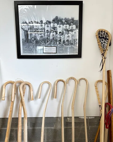 Karen Gardiner Wooden lacrosse stick-making is a trade passed down through generations (Credit: Karen Gardiner)