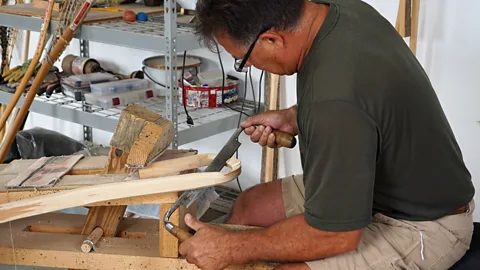 Karen Gardiner Visitors to Akwesasne can watch a traditional lacrosse stick maker at work (Credit: Karen Gardiner)