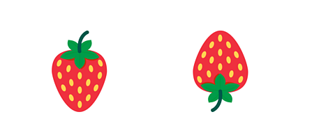 A strawberry turned to face the opposite direction