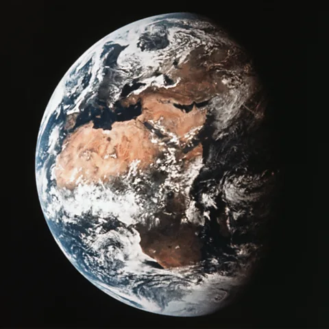 Getty Images A photo of Earth taken from Apollo 11 at 112,000 miles away – the meticulously planned mission was a historic milestone for humankind (Credit: Getty Images)