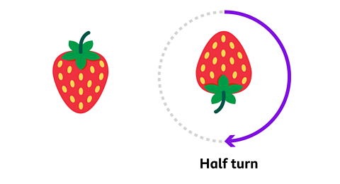 A strawberry turned halfway round in a circle