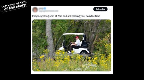 Donald Trump tweet showing Trump in a golf cart.