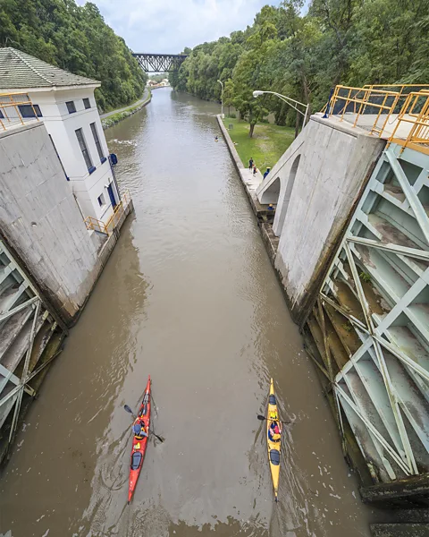 Alamy The Erie runs 363 miles through a series of navigable locks (Credit: Alamy)