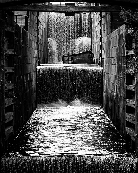 Getty Images The Erie's most iconic lock, the Flight of Five, is located in Lockport, New York (Credit: Getty Images)