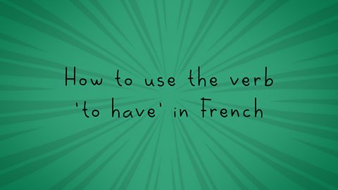 How to use the verb 'to have' in French