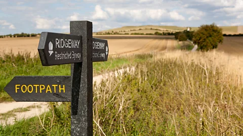 Alamy Signpost on the Ridgeway National Trail leading to Uffington (Credit: Alamy)