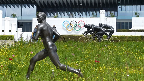 Norman Miller Greek-style columns and statues of athletes flank Lausanne's Olympic Museum (Credit: Norman Miller)