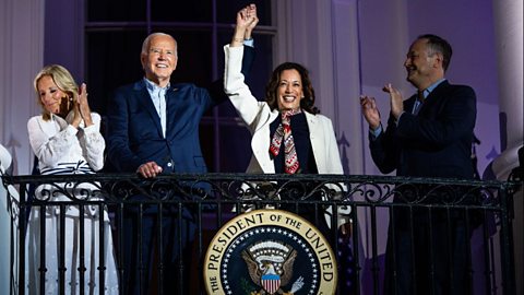 Picture of Joe Biden and Kamala Harris at fourth of July celebration