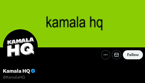 Screenshot of the Kamala HQ profile on X