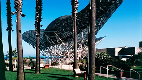 Getty Images Frank Gehry's sculpture The Whale at Barcelona's 1992 village, which was designed by a variety of architects (Credit: Getty Images)