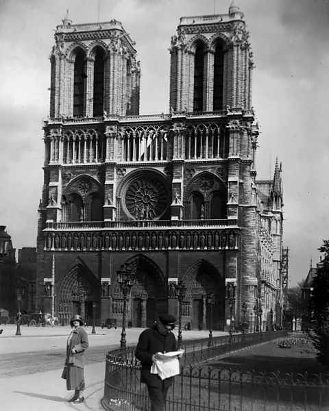 Getty Images The Notre Dame was caked in thick, black dust in the 1920s (Credit: Getty Images)