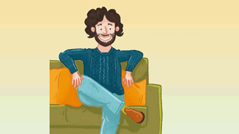 Illustration of a man sat on a sofa.