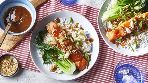 Baked teriyaki trout