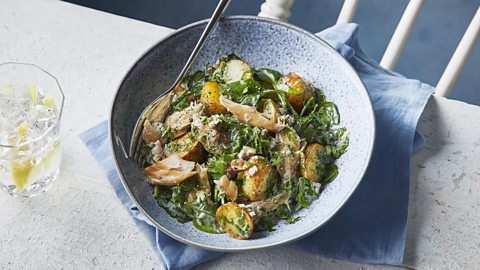 Smoked mackerel and roasted new potato salad