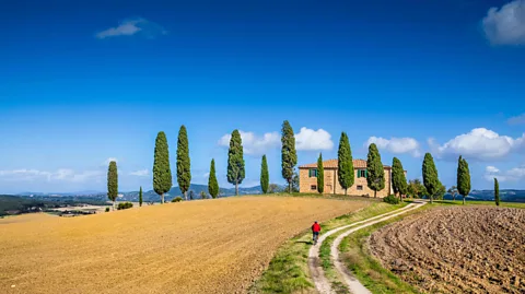 Alamy Italy's Val d'Oria is famous for its white gravel roads and delicious traditional foods, like the Pecorino di Pienza cheese and the Brunello di Montalcino wine (Credit: Alamy)