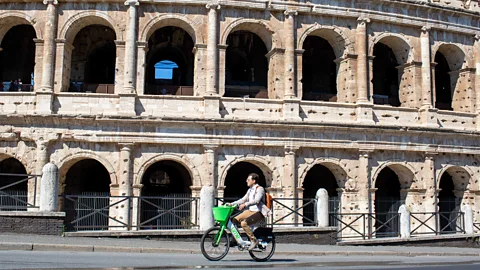 Getty Images Bettiol recommends riding through Rome on an e-bike to see the Eternal City in a whole new way; just mind the potholes (Credit: Getty Images)