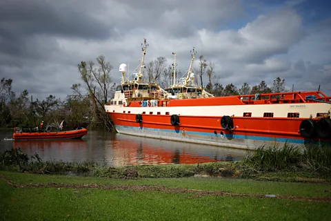 Getty Images In 2021, Hurricane Ida pushed vessels off course and carried them upstream in Louisiana (Credit: Getty Images)