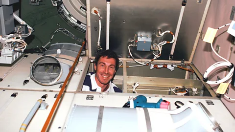 Getty Images Sergei Krikalev, seen here on the ISS in 1998, had to spend unscheduled extra time in space after the Soviet Union collapsed (Credit: Getty Images)