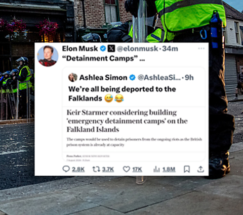 Image of Elon Musk's post on X, where he re-posted a fake headline