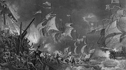 The Spanish Armada being defeated