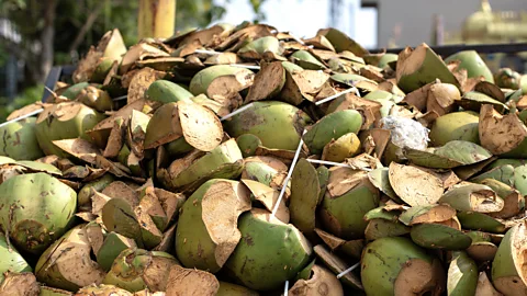 Getty Images Coconut husks are another form of food waste that can be turned into new foodstuffs – in this case, yoghurt (Credit: Getty Images)