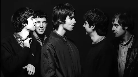 Getty Images A photo of the band Oasis in 1993 (Credit: Getty Images)