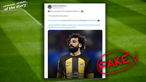 A post on social media platform X claiming that Mo Salah has signed for Al-Ittihad