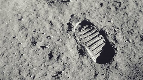 Footprint on the surface of the moon