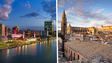 Toledo in Ohio, US (left) and Toledo in Spain (right)